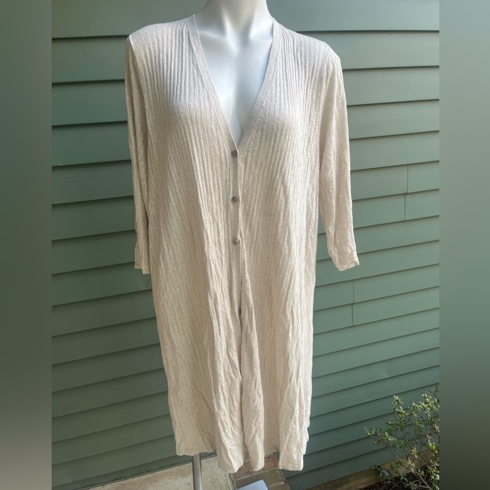 PERFECT ALL SEASON CREAM DUSTER, JJill Cream Button-Up/Down